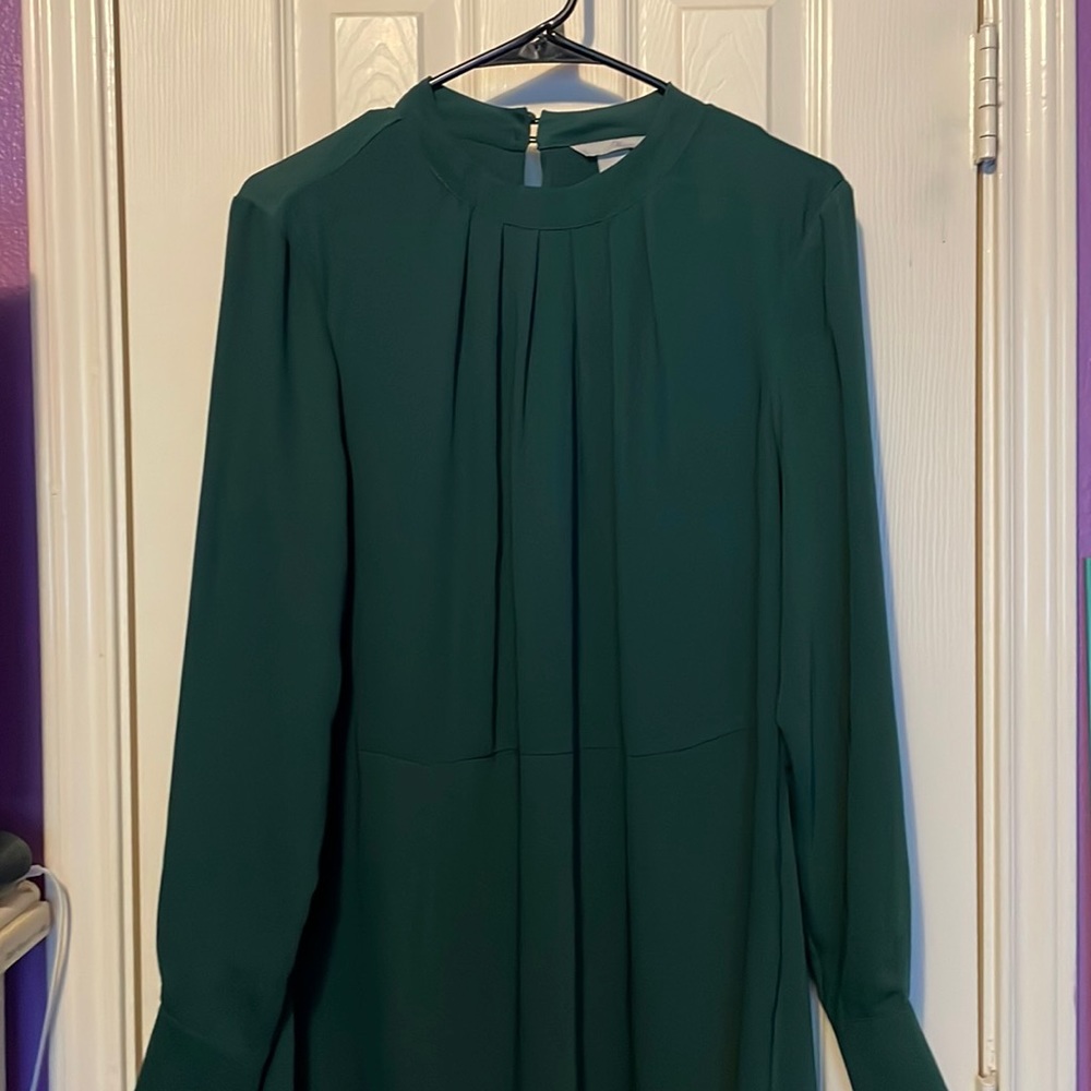 Hunter green chiffon maxi dress